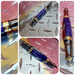 Elegant Blue and Gold Pen